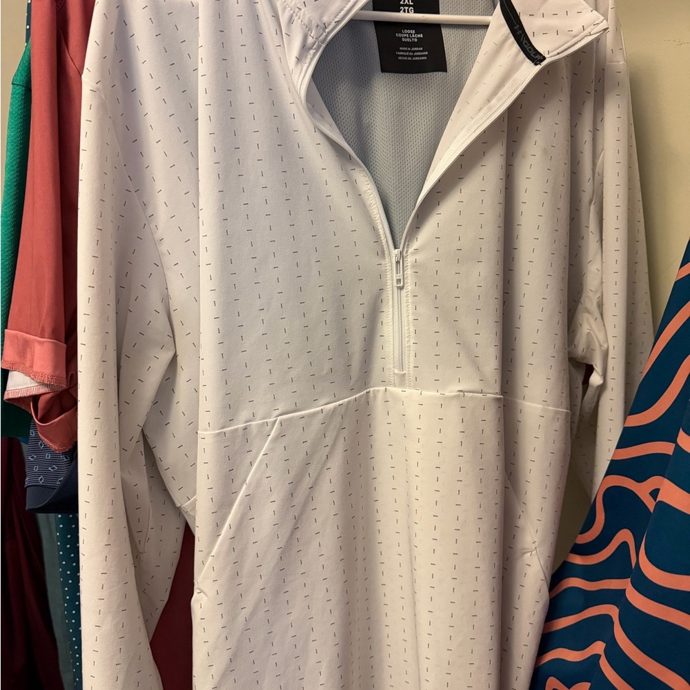 Men's White Half-Zip Pullover Shirt